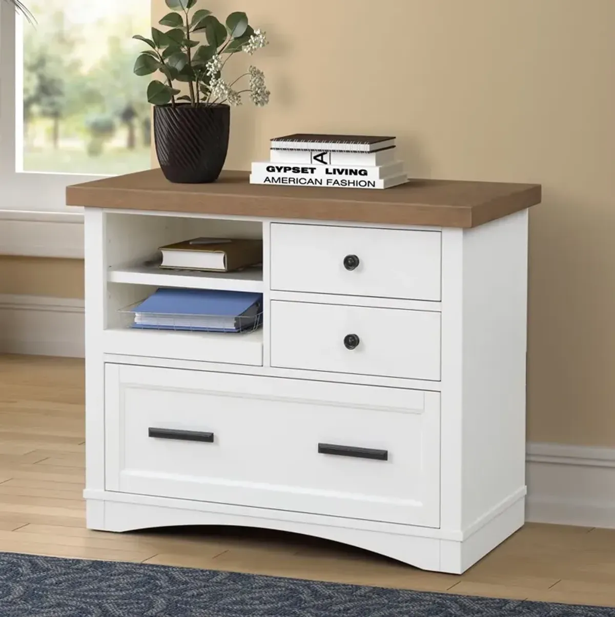 Parker House Americana Modern Collection Functional File with Power Center in Cotton Color