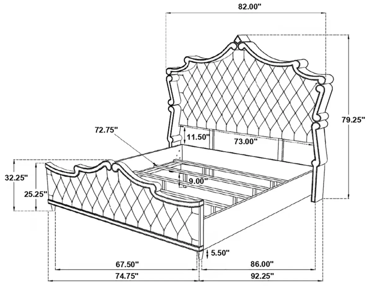 Coaster Antonella Upholstered California King Panel Bed Ivory