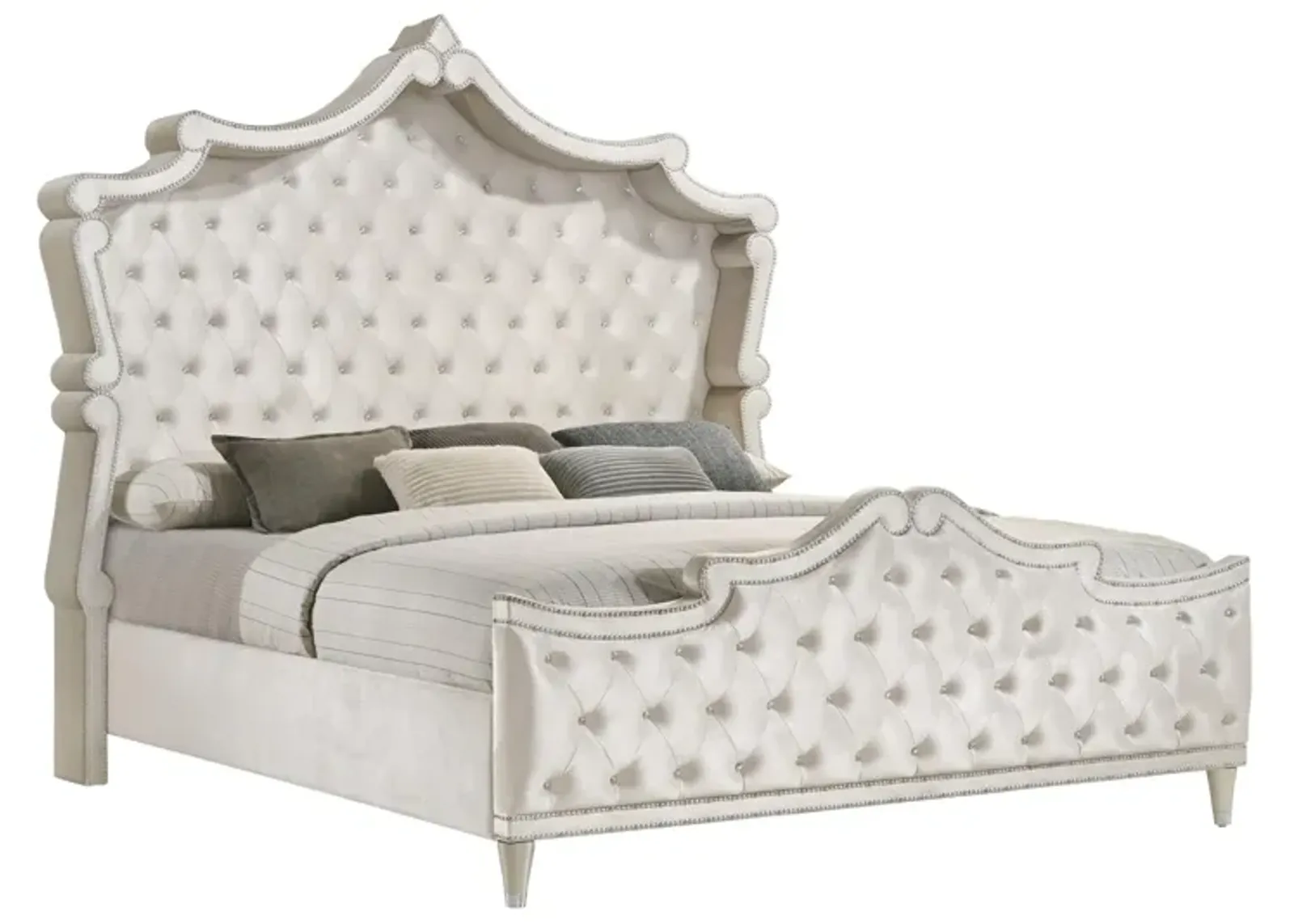 Coaster Antonella Upholstered California King Panel Bed Ivory