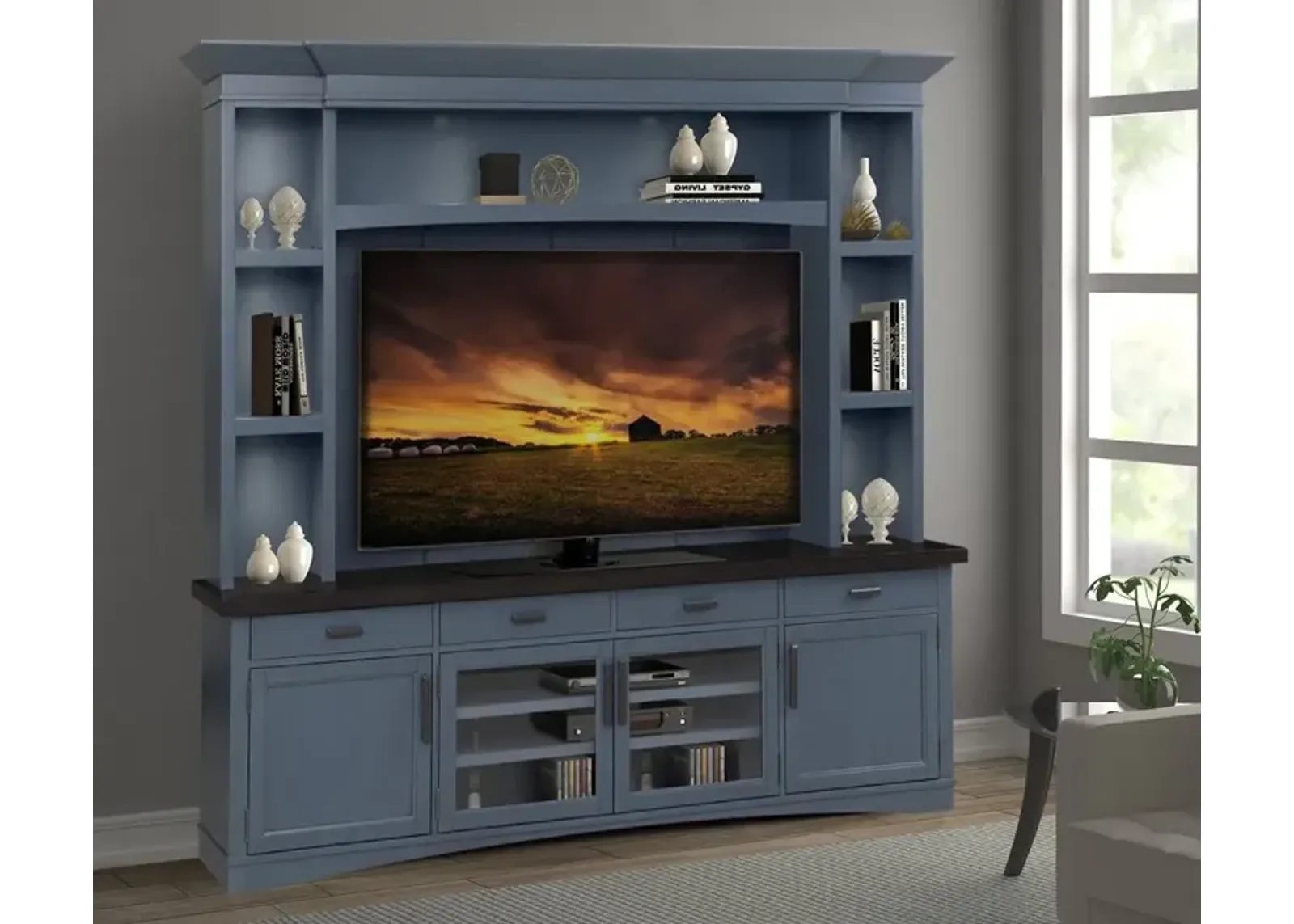 Parker House Contemporary Americana: 92 Inch Denim Media Entertainment Center