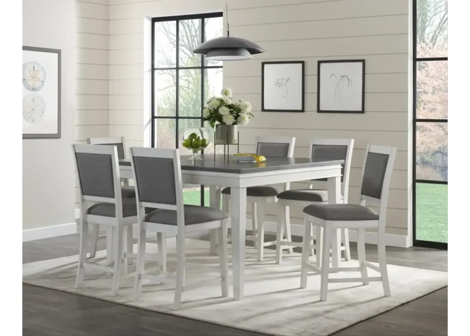 DEL MAR 36 INCH PUB TABLE WITH EXTENDABLE LEAF TO 54 INCH IN WHITE & GREY