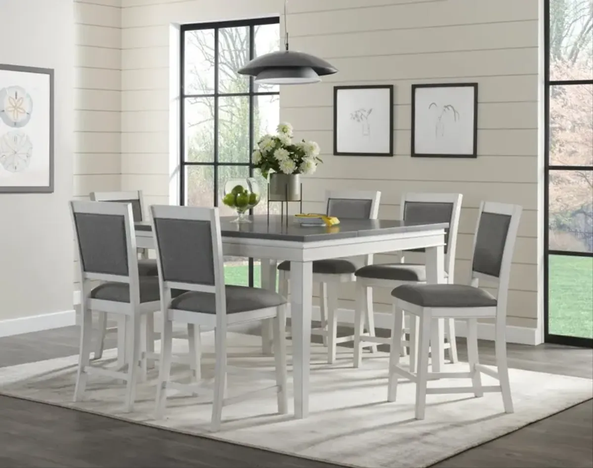 Martin Svensson Del Mar 36 Inch Pub Table with Extendable Leaf To 54 Inch in White & Grey