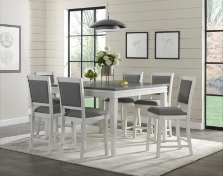DEL MAR 36 INCH PUB TABLE WITH EXTENDABLE LEAF TO 54 INCH IN WHITE & GREY