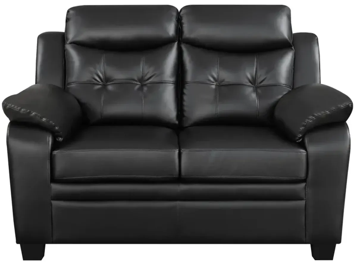 Coaster Finley Upholstered Padded Arm Tufted Loveseat Black