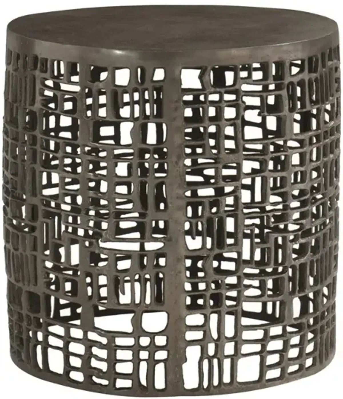 Bernhardt Aaron Graphite Finish Geometric Patterned Side Table