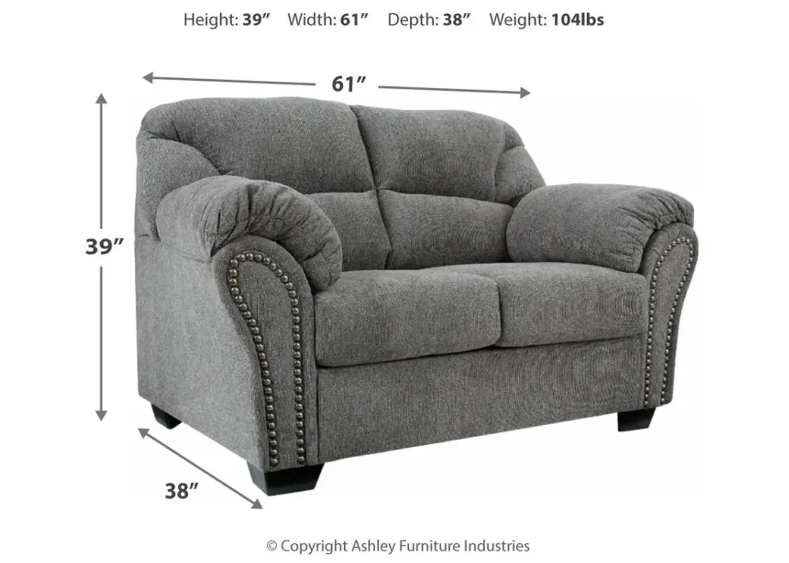 Ashley Allmaxx Loveseat Pewter Benchcraft