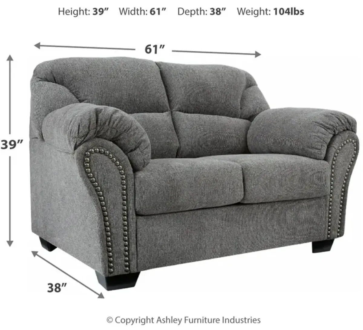 Ashley Allmaxx Loveseat Pewter Benchcraft