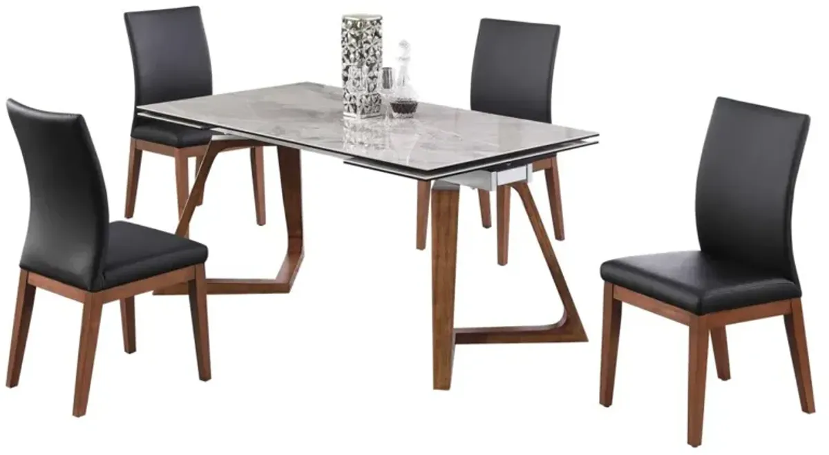 Chintaly Emilia Dining Set with Extendable Ceramic Table & Solid Wood Chairs