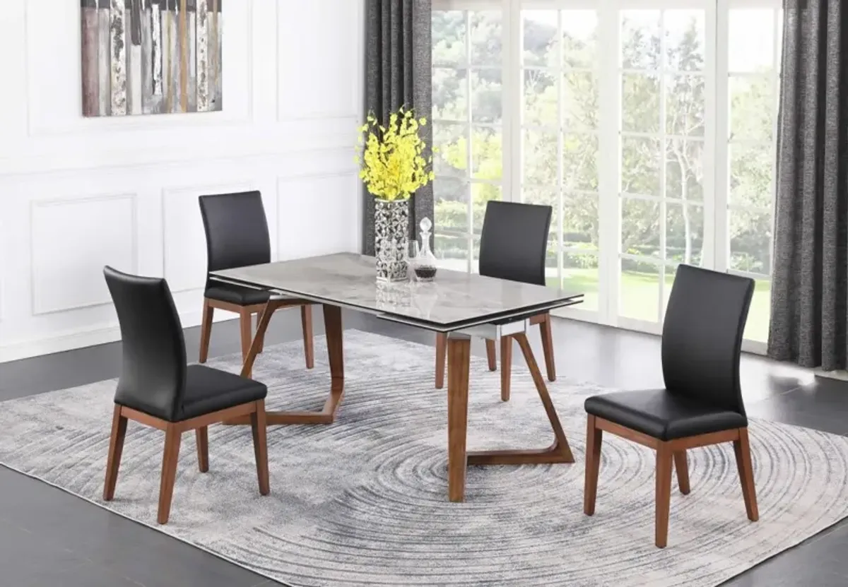 Chintaly Emilia Dining Set with Extendable Ceramic Table & Solid Wood Chairs