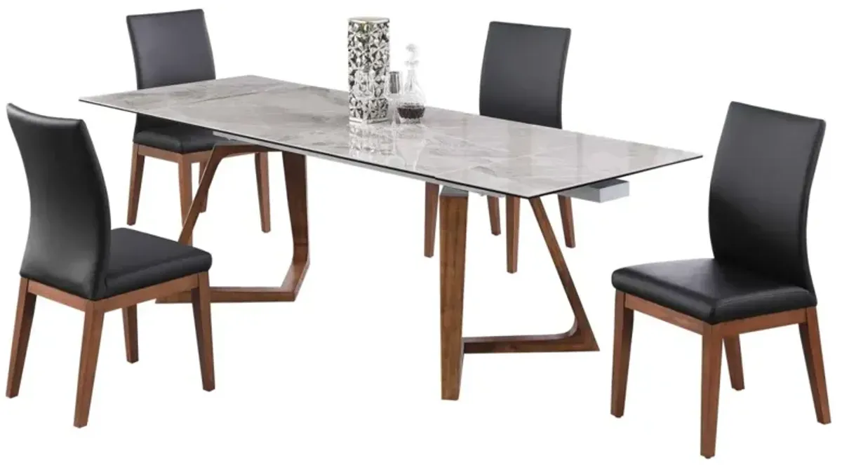 Chintaly Emilia Dining Set with Extendable Ceramic Table & Solid Wood Chairs