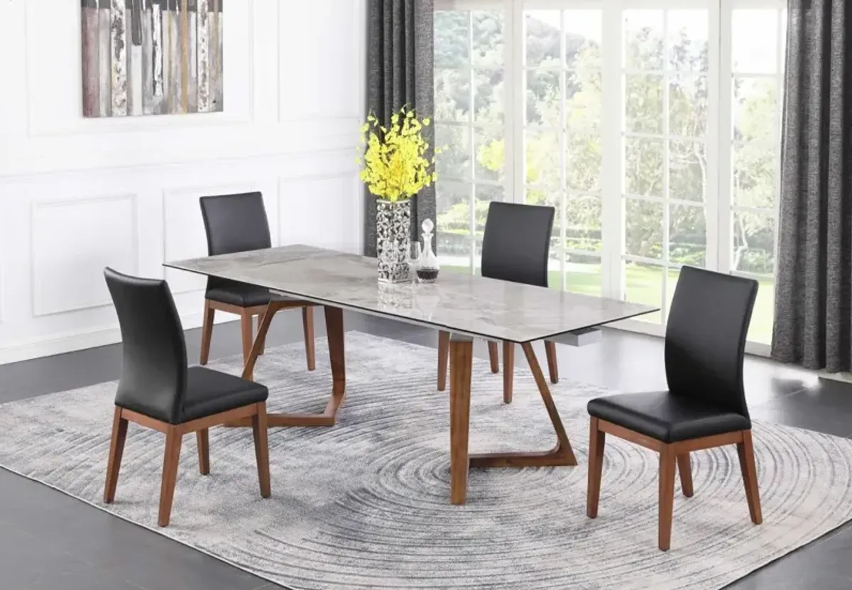 Chintaly Emilia Dining Set with Extendable Ceramic Table & Solid Wood Chairs