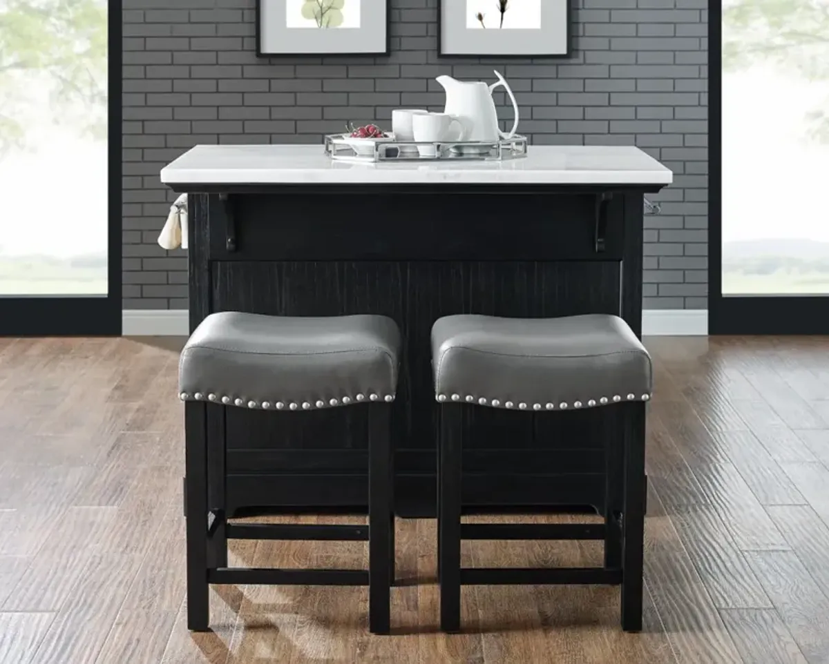 Steve Silver 3-Piece Aspen Kitchen Island & 2 Counter Stools