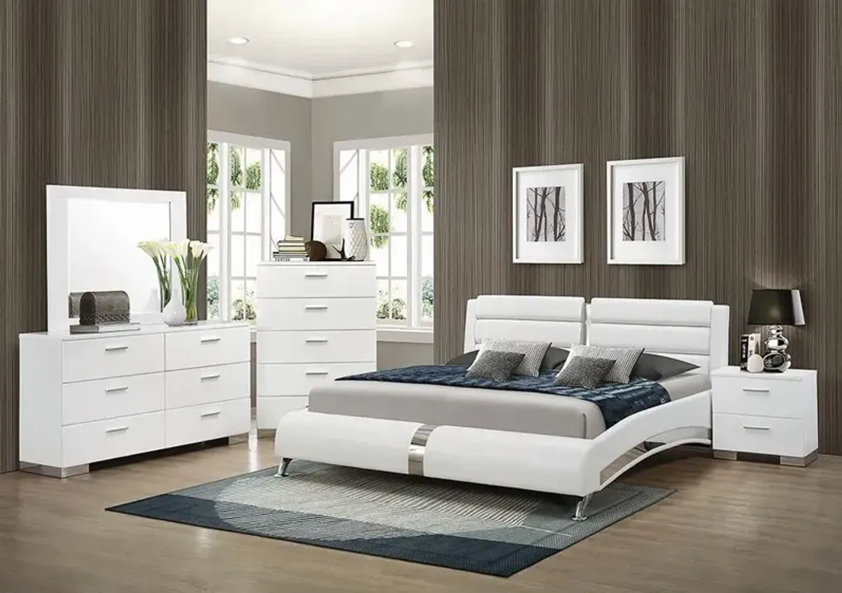 Coaster Jeremaine Upholstered California King Sleigh Bed White