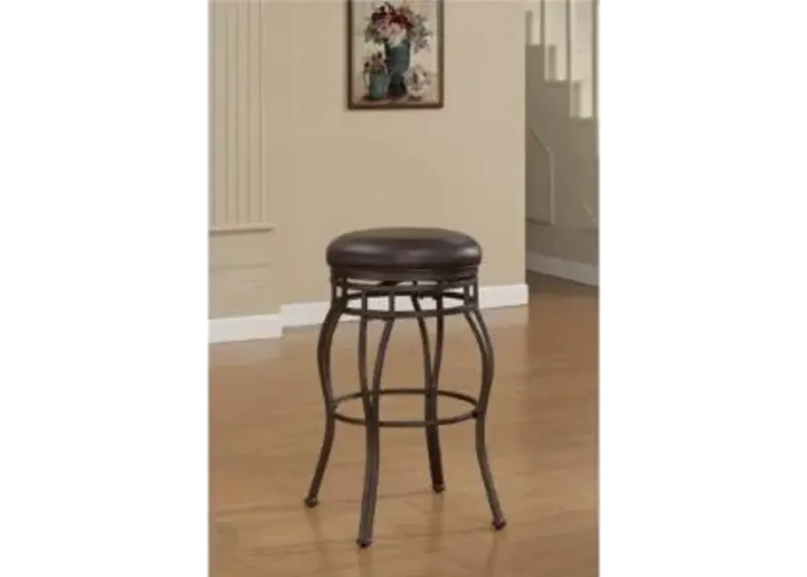 American Woodcrafters Sienna Backless Metal Frame Barstool with Bonded Leather Seat in Russet Brown