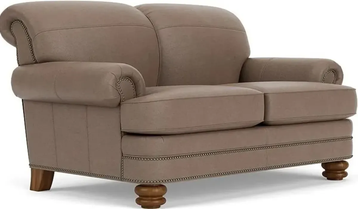 Flexsteel Bay Bridge Taupe Leather Loveseat