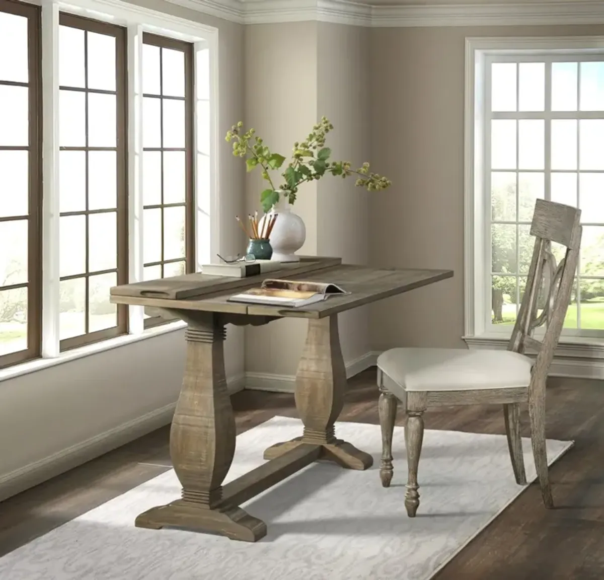 NAPA PEDESTAL FLIP TOP SOFA TABLE IN RECLAIMED NATURAL