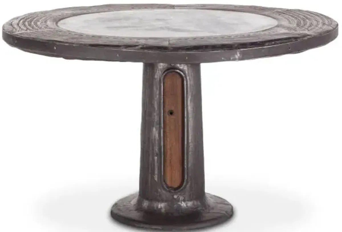 Home Trends Design Industrial Loft 53 Inch Round Marble & Cast Iron Table