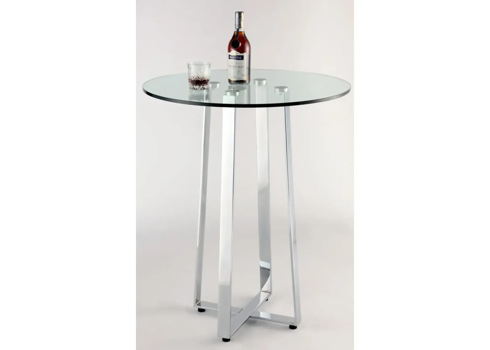 Chintaly Chambers Glass Top Counter-Height Table with X-Shaped Steel Base