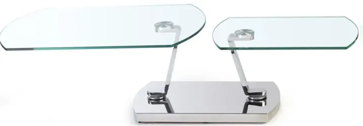 Chintaly Contemporary Glass Top Motion Cocktail Table