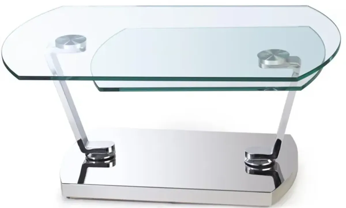 Chintaly Contemporary Glass Top Motion Cocktail Table