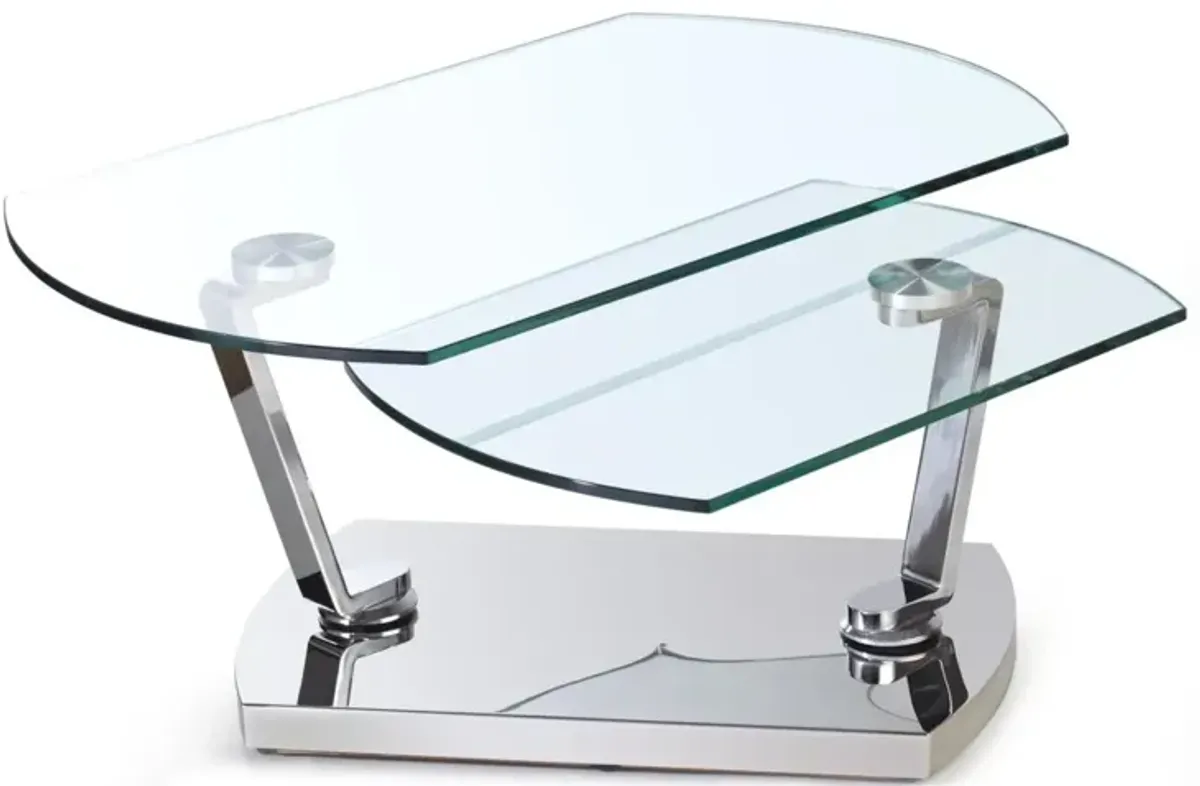 Chintaly Contemporary Glass Top Motion Cocktail Table