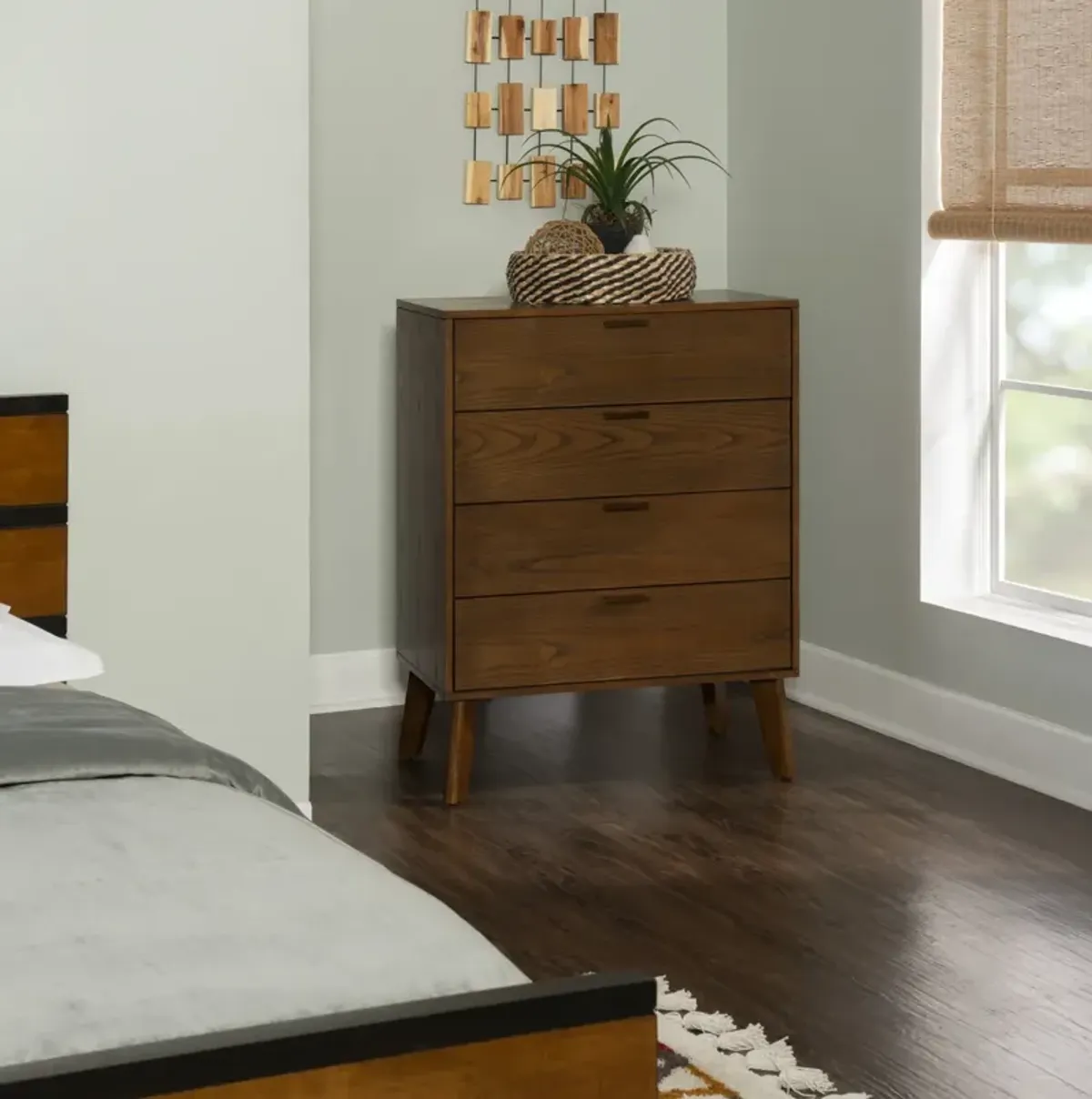 Linon Reid Medium Brown 4-Drawer Nightstand