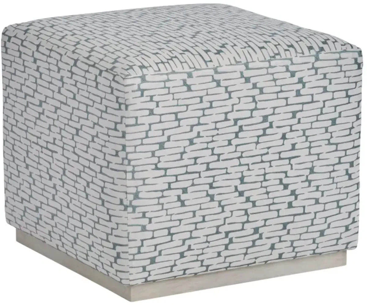 Barclay Butera Upholstery by Barclay Butera Colby Blue/White Pattern Ottoman