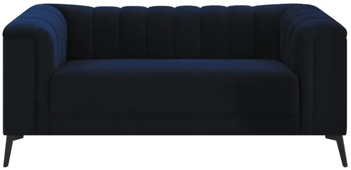 Coaster Chalet Upholstered Tuxedo Arm Tufted Loveseat Blue