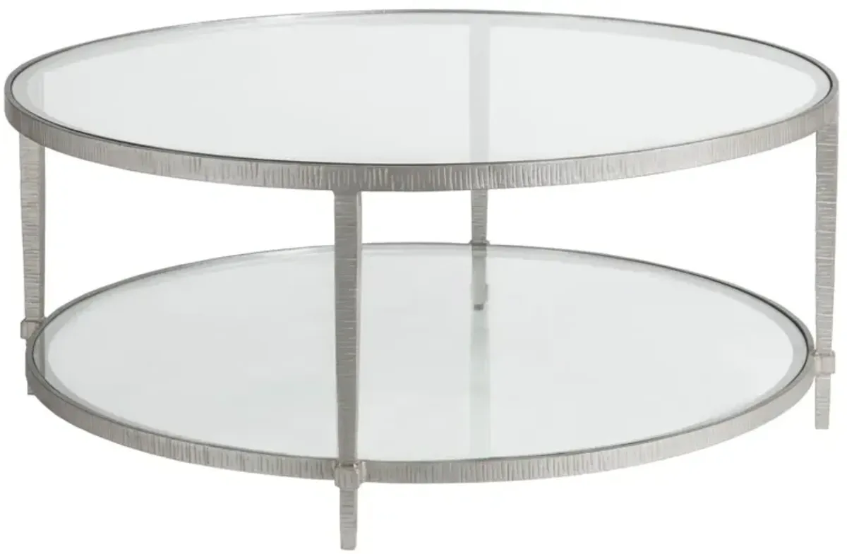 Artistica Home by Lexington Metal Designs Claret 42 Inch Round Metal Cocktail Table Silver/Gold/Clear