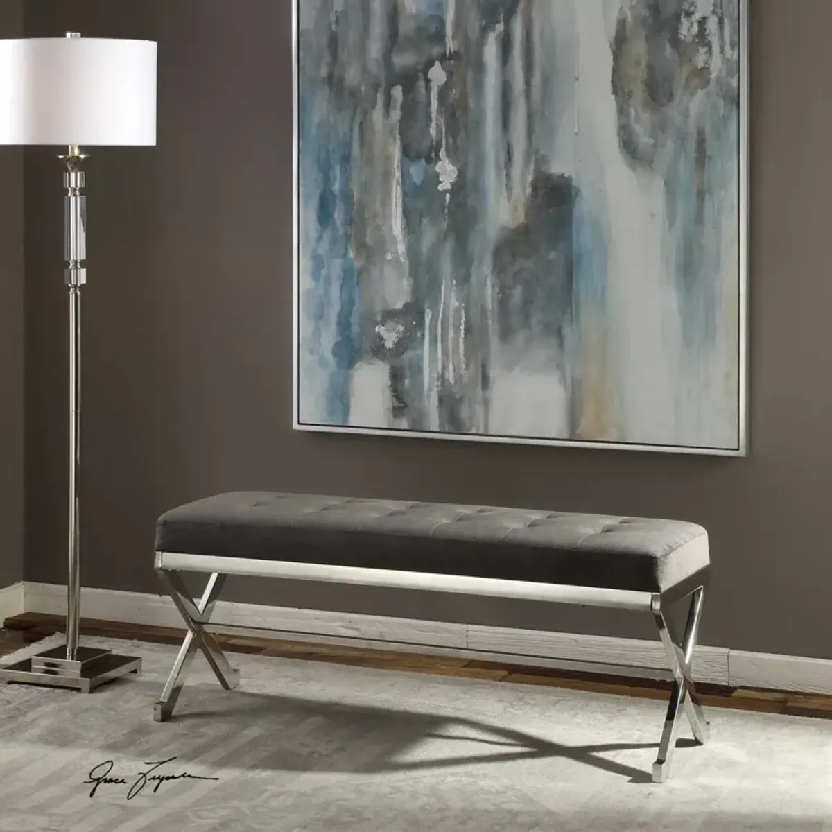 Uttermost Bijou Slate Gray Bench