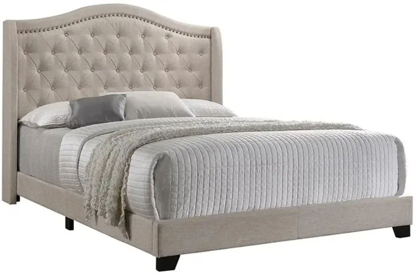 Coaster Sonoma Upholstered Queen Wingback Bed Beige