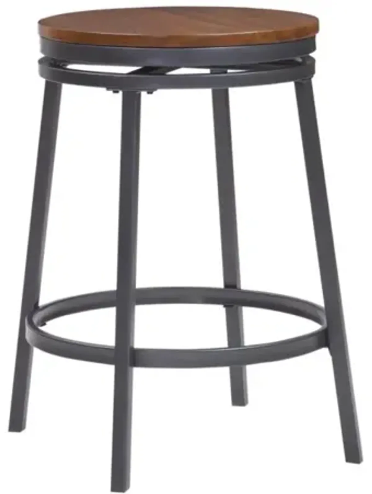 American Woodcrafters Stockton Backless Metal Frame Barstool in Slate Grey with Golden Oak Seat