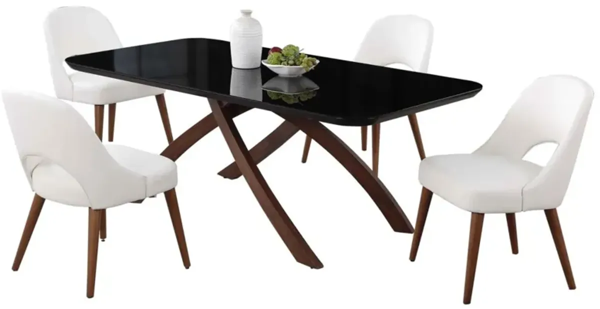 Chintaly Emily Dining Set with Black Glass Table & Open Back Chairs