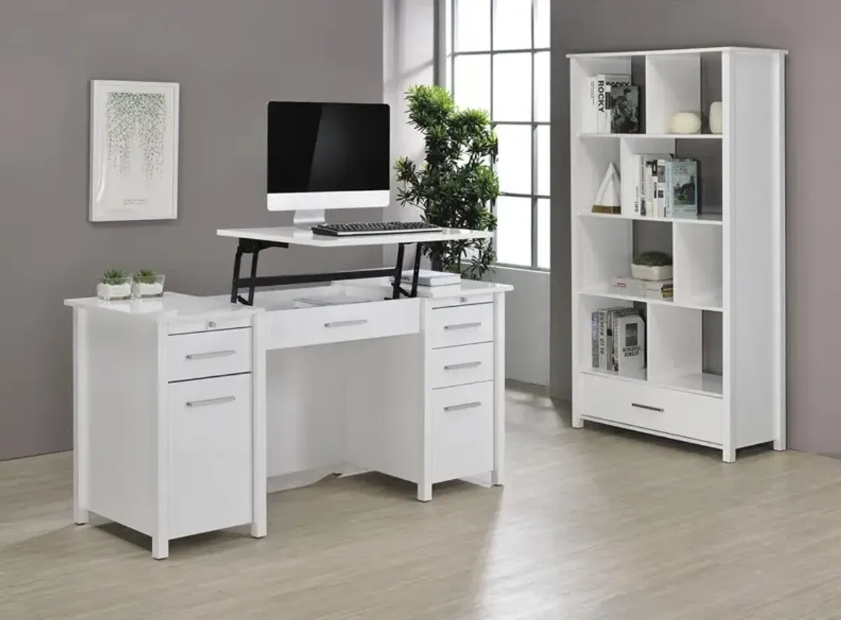 Coaster Dylan 60 Inch 4-Drawer Lift-Top Office Desk White High Gloss