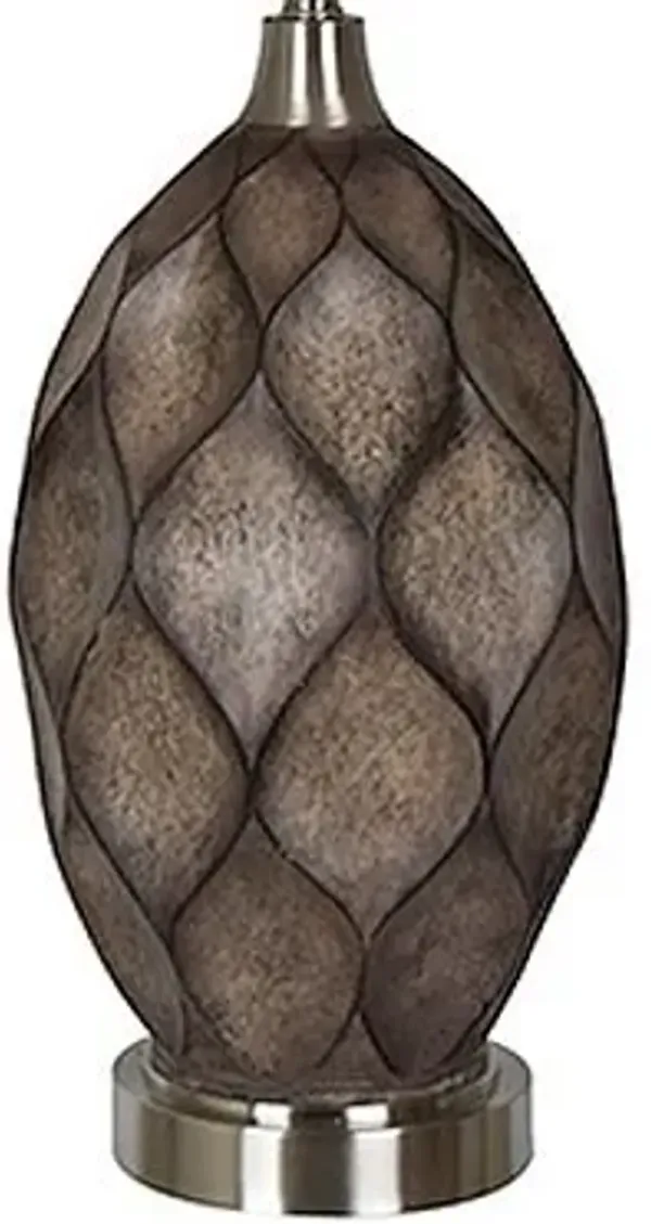 Crestview Kimball Carved Wood & Brushed Nickel Table Lamp