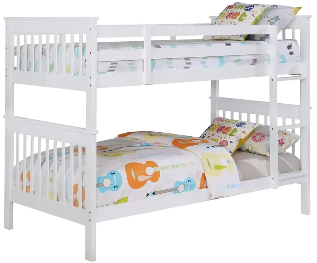 Coaster Chapman Wood Twin Over Twin Bunk Bed White