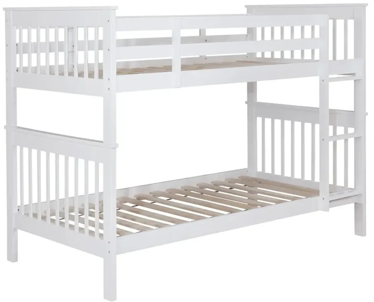 Coaster Chapman Wood Twin Over Twin Bunk Bed White