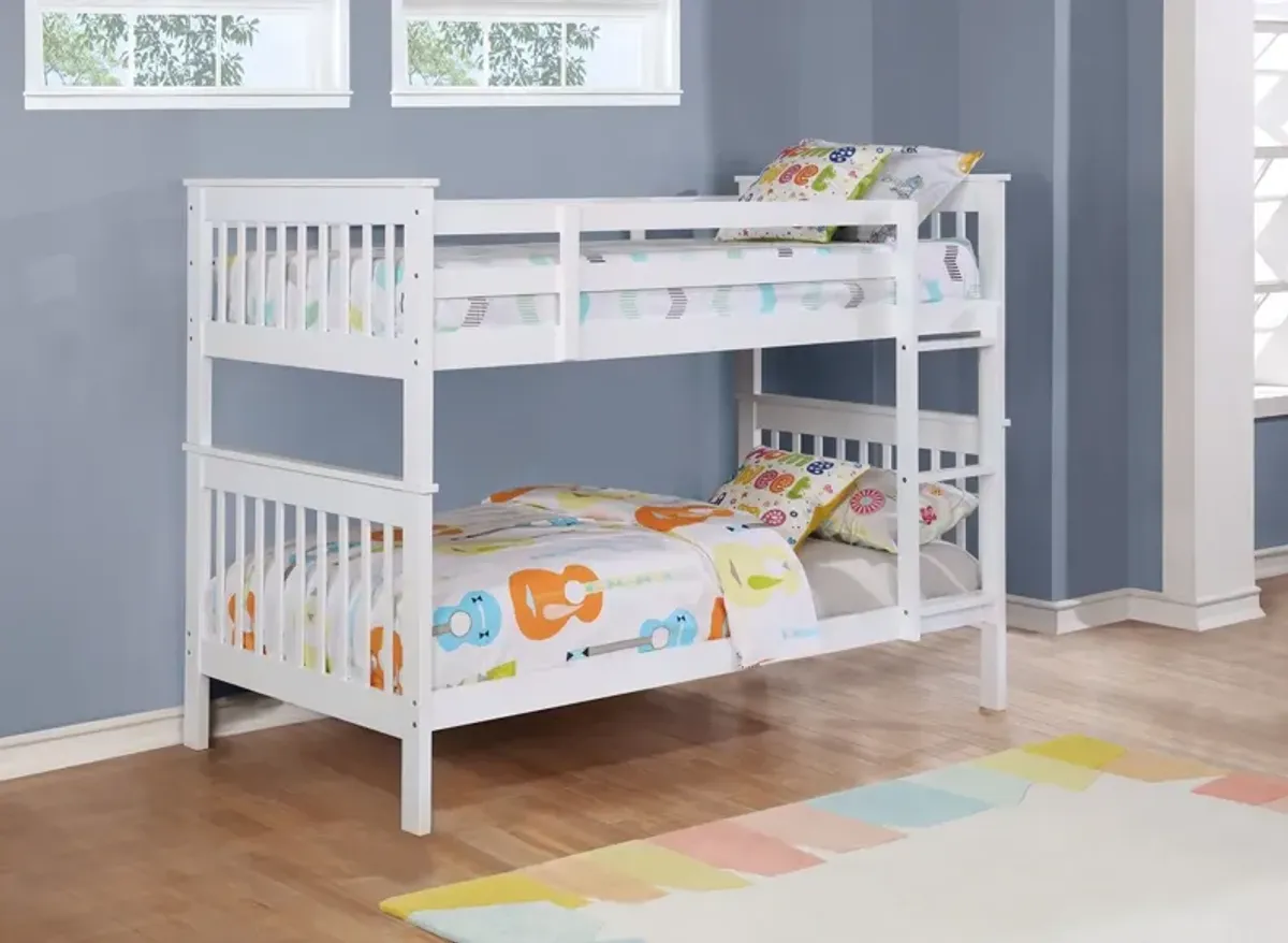 Coaster Chapman Wood Twin Over Twin Bunk Bed White