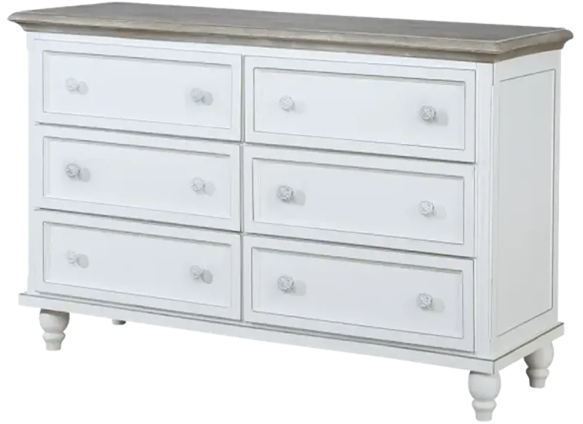 Madison Avenue Tradewinds Antique White & French Gray 6-Drawer Dresser