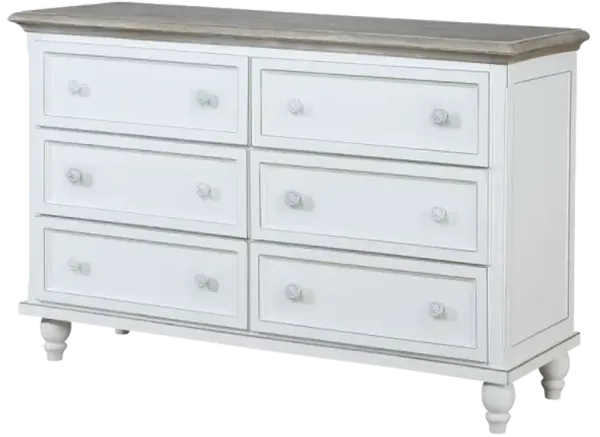 Madison Avenue Tradewinds Antique White & French Gray 6-Drawer Dresser