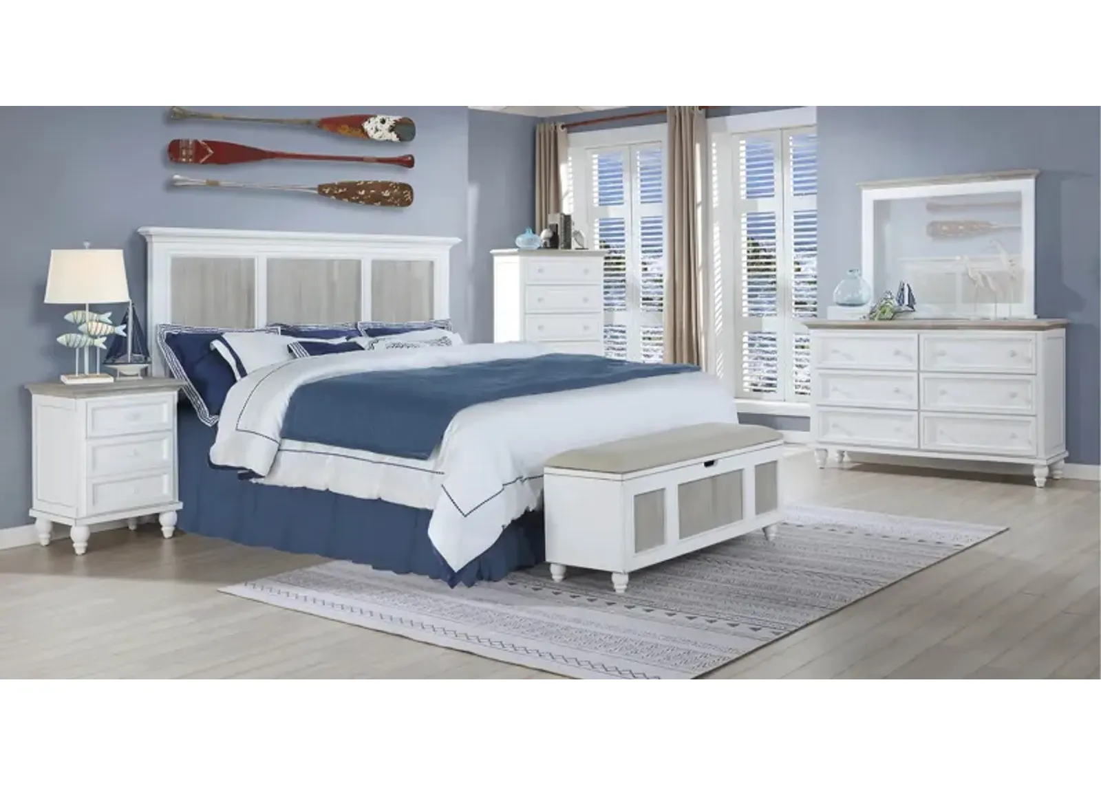 Madison Avenue Tradewinds Antique White & French Gray 6-Drawer Dresser