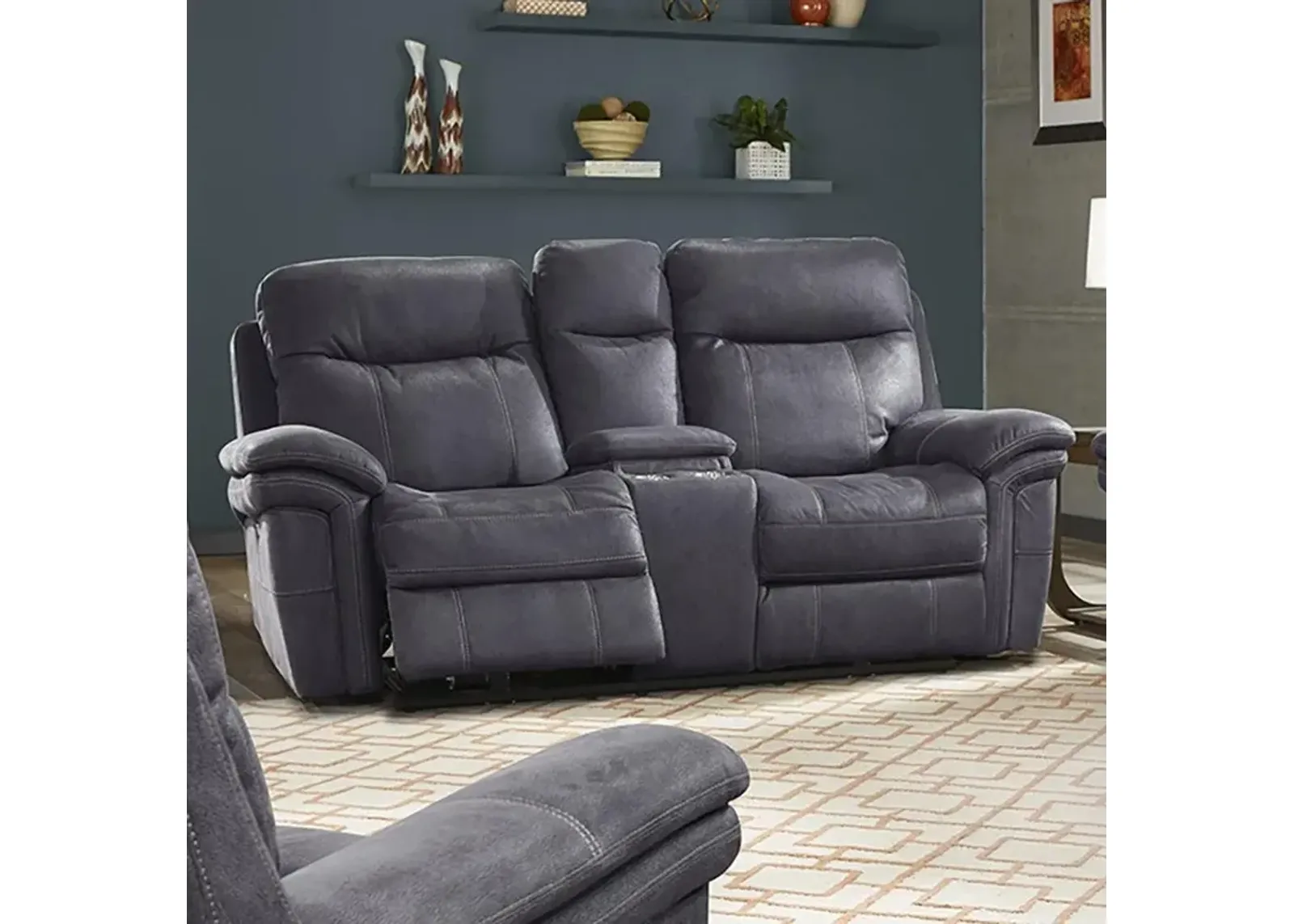 Parker House Mason Collection Reclining Loveseat in Charcoal Color