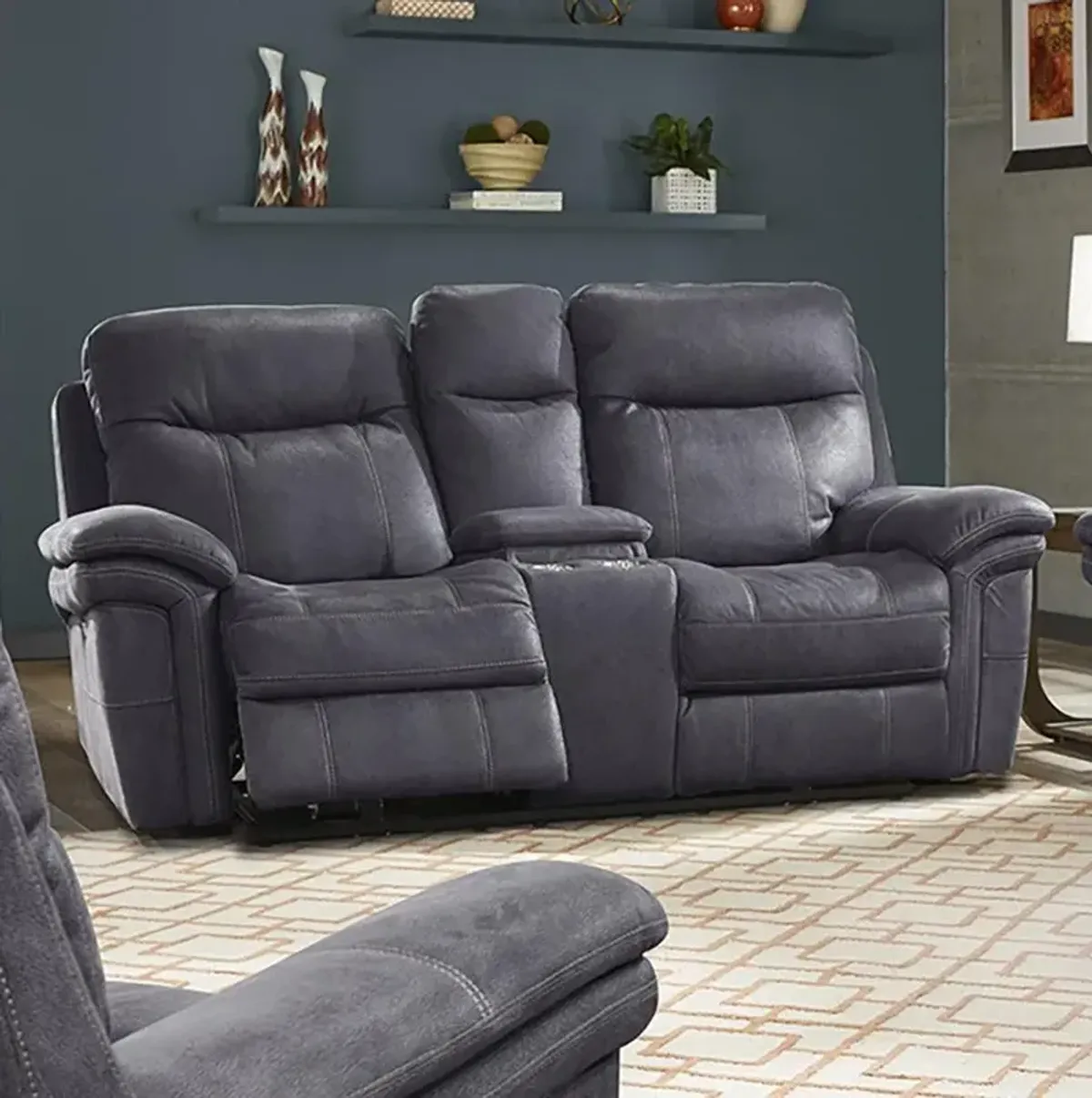 Parker House Mason Collection Reclining Loveseat in Charcoal Color