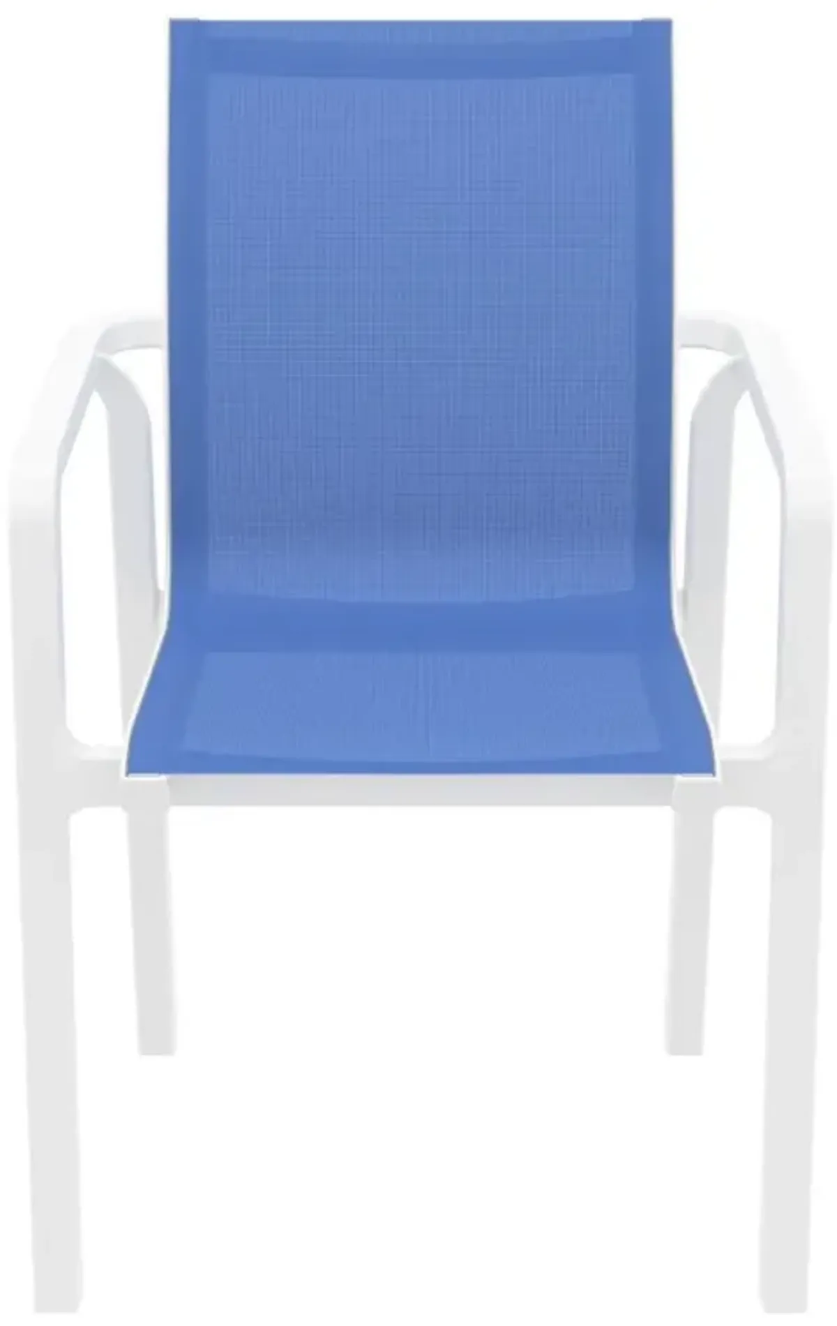 Compamia Pacific Blue Sling Arm Patio Chair White Frame