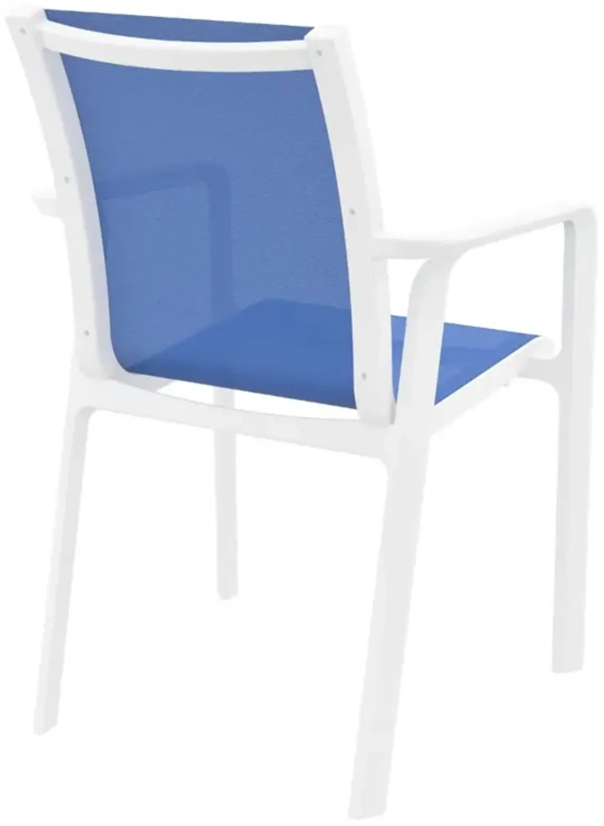 Compamia Pacific Blue Sling Arm Patio Chair White Frame