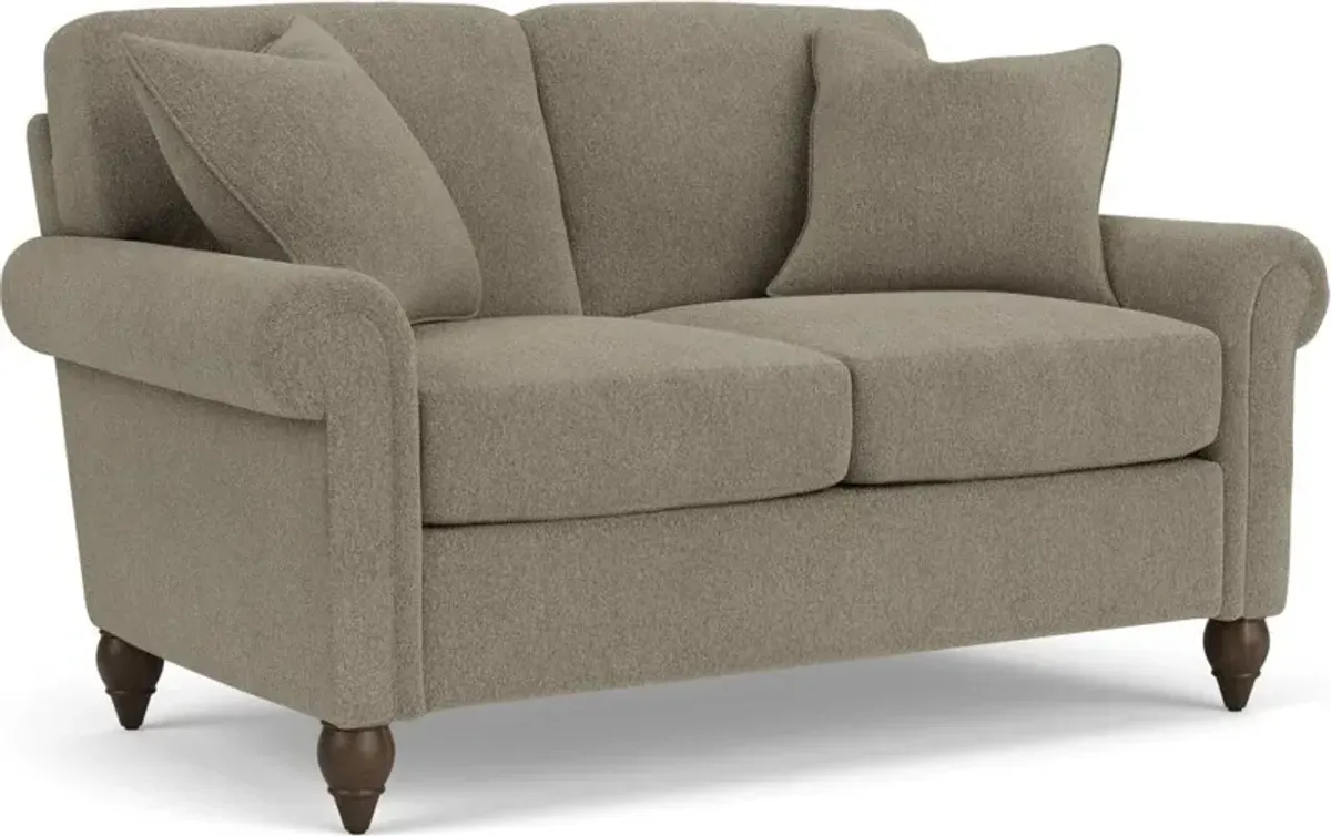 Flexsteel South Haven Gray Dove Loveseat with Round Legs