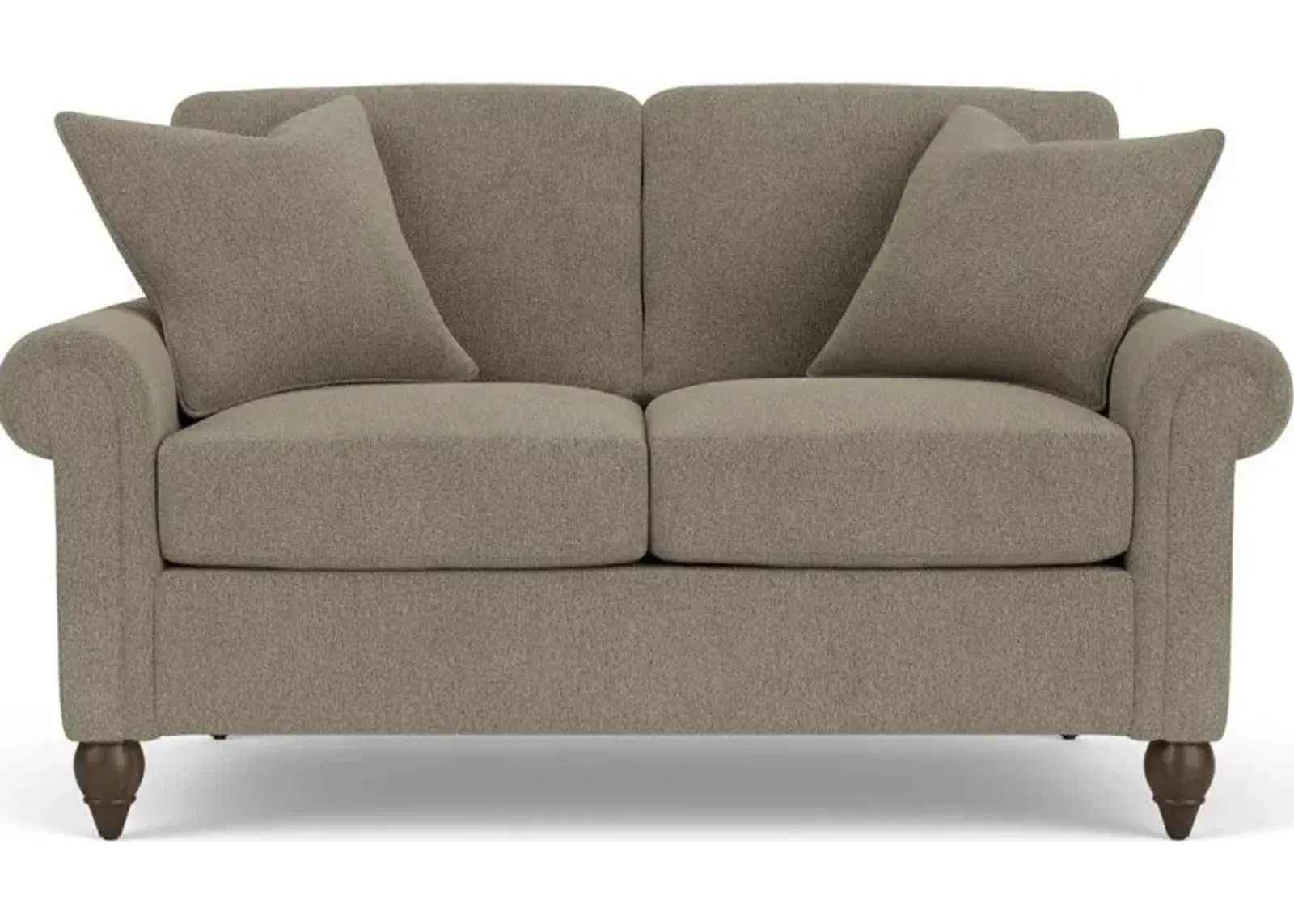 SOUTH HAVEN GRAY DOVE LOVESEAT WITH ROUND LEGS