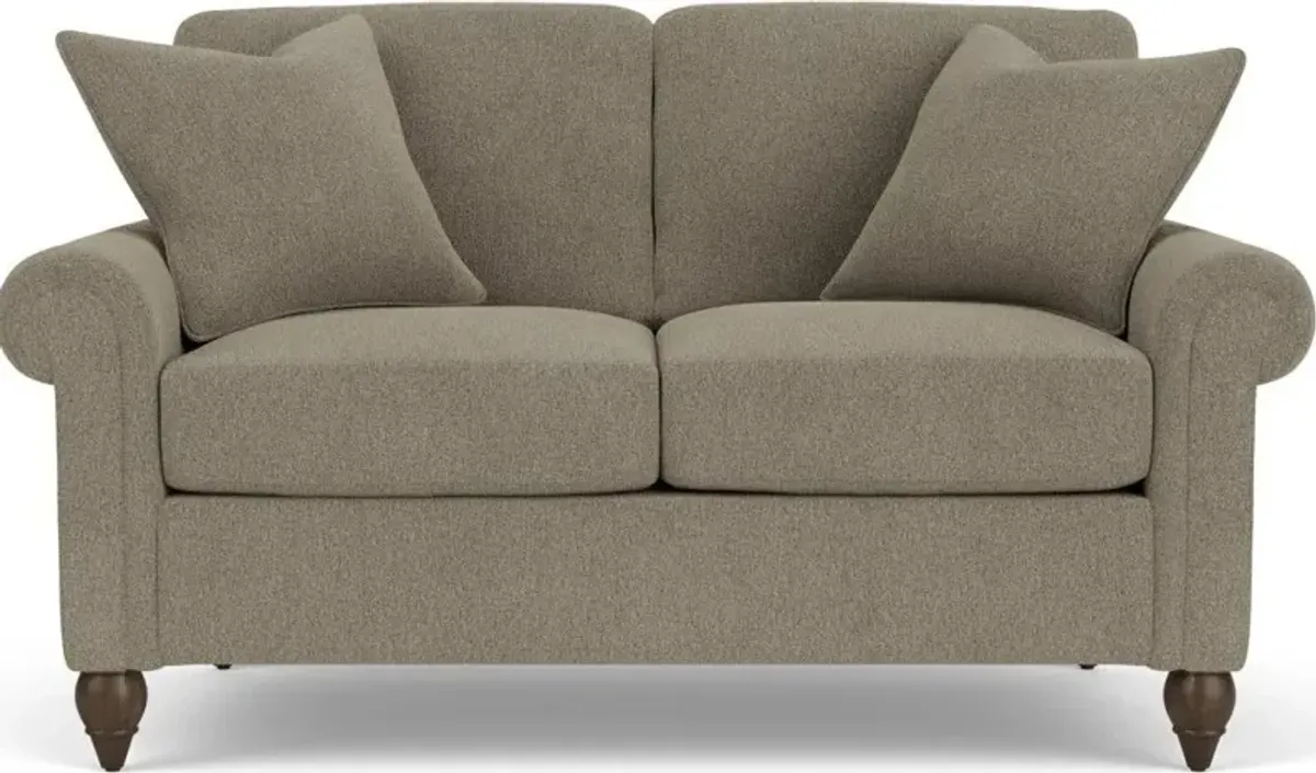 SOUTH HAVEN GRAY DOVE LOVESEAT WITH ROUND LEGS