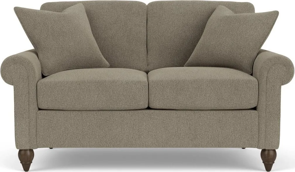 SOUTH HAVEN GRAY DOVE LOVESEAT WITH ROUND LEGS