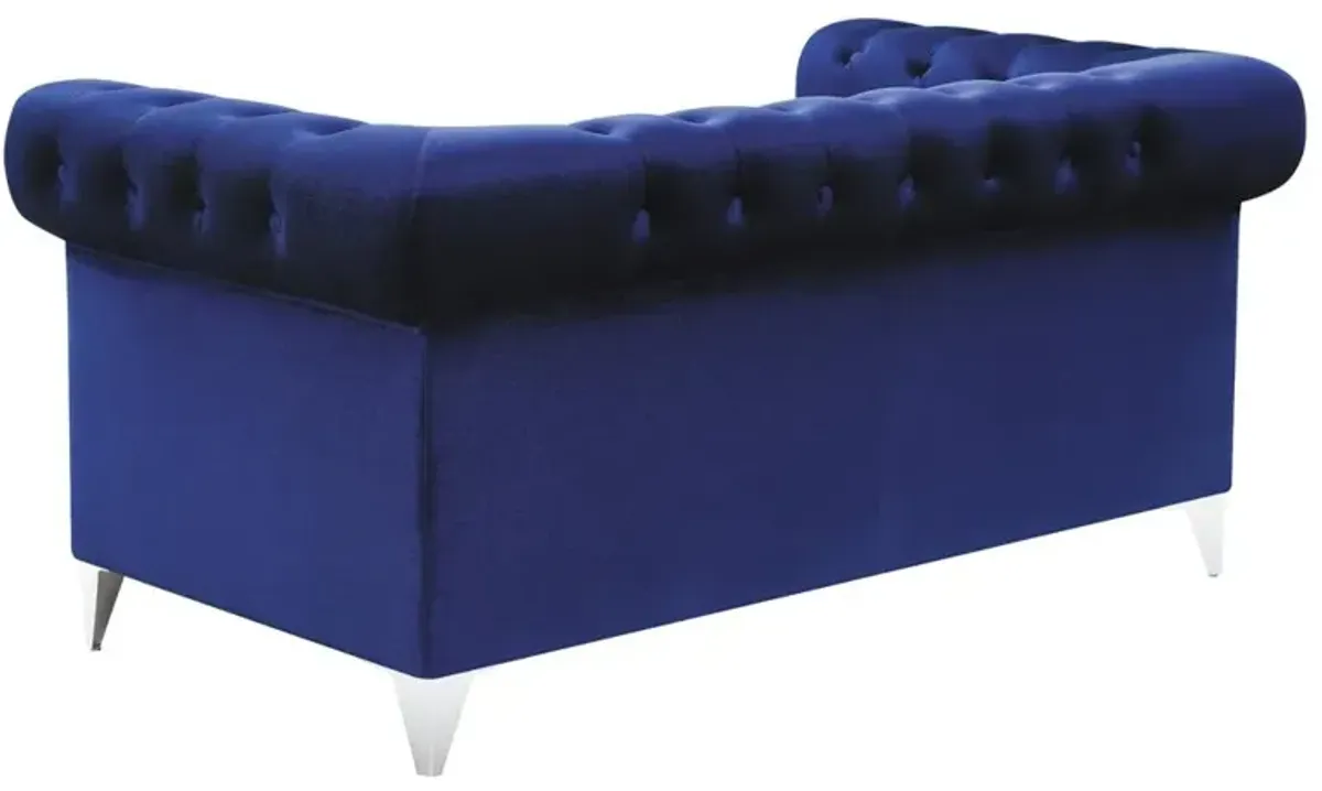 Coaster Bleker Upholstered Tuxedo Arm Tufted Loveseat Blue